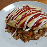 ガッツリ美味しい！オムそば飯！